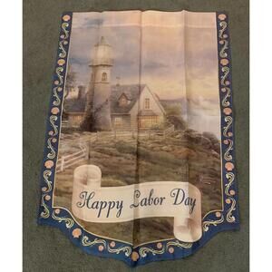Vintage Thomas Kinkade Year of Glad Tidings Collection HAPPY LABOR DAY Flag